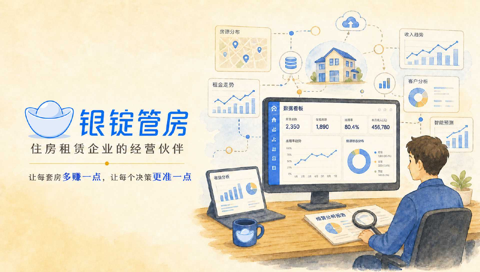 银锭管房数据看板概念图